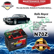 Münster Robust MF CMF N70Z | N70ZR | NX120-7R | 95D31R (75AH) Car Battery Bateri Kereta for Rolls Ro