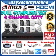 DAHUA 5MP Full Complete Set 8-CHANNEL Full HD 1080P CCTV 8CH DVR + Camera + Hard Disk + Power Supply