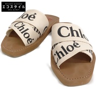 Pre-owned Chloé WOODY Canvas Logo Sandals, Size 36 (Excellent Condition) CHC19U1880810136W