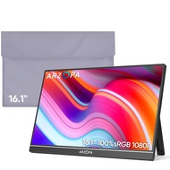 ARZOPA Portable Monitor & Sleeve, 16.1'' 100% sRGB FHD Laptop Monitor & Portable Monitor PU Sleeve B