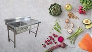STAINLESS STEEL SINGLE BOWL SINK TABLE LEFT / SINGKI 1200MM X 600MM X 800MM SINGKI 1 LUBANG / SINGKI