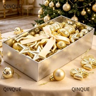 QINJUE Christmas Tree Bauble Ornaments, 45PCS Assorted Shapes Holiday Hanging Ornaments,  Glossy  Bo