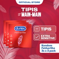 Durex Fetherlite Kondom Super Tipis Kondom Aman Pria 3s (3 pcs) - Condom with Lubricant