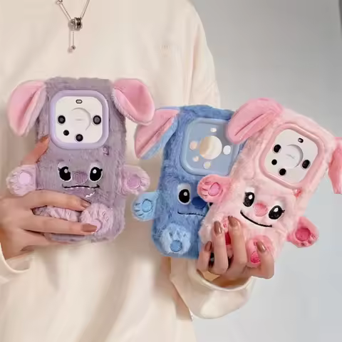 3D Soft Stitch Plush Phone Case For OPPO Reno 7 7Z 8 Lite 8Z 8T 10 Pro Plus 11 11F SE Cartoon Furry