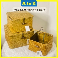 AtuZ Rattan Basket Box Kotak Rotan Hantaran Decoration Home Decor Gift Box Seagrass Anyaman Mengkuan