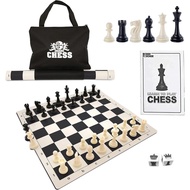 Set Catur Turnamen Nilai Terbaik WE Games - Termasuk 34 Buah Catur, Papan Catur Vinyl Gulung, Beg Ca