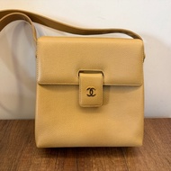 Chanel vintage 經典皮革斜挎包Vintage Chanel Tan Pebble Leather Shoulder Bag