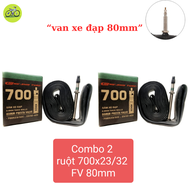 Combo 2 Ruột xe đạp 700c Cheng shin tube 700x23-32c 60mm & 80mm - Van Xe Đạp