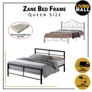 Living Mall Zane Queen Size Metal Bed Frame In White and Copper W/ Optional 6" Foam Mattress Add On