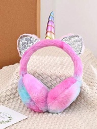 1 件裝兒童冬季保暖耳罩,仿兔耳設計,可拉伸頭帶