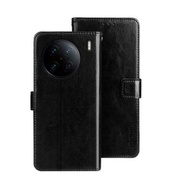 全城熱賣 - 適用於 vivo X90 Pro idewei 瘋馬紋手機皮套（黑色）
