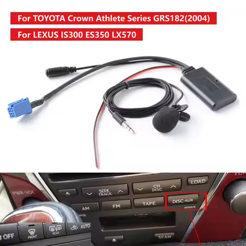 Car Microphone Bluetooth 5.0 AUX Handsfree Radio Cable For Toyota Crown LEXUS IS300 ES350 LX570 Car 