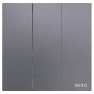 NERO VEGA TRIPLE HOTEL SWITCH 3 GANG 2 WAY/ 2-WAY GREY/ GREY Q3L1032-GR
