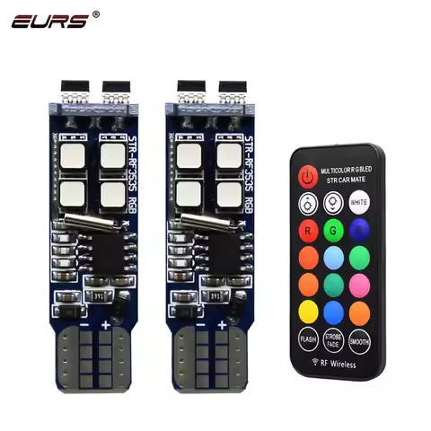 EURS Car RGB LED T10 W5W LED RGB T10 194 Signal Lamp Reading Wedge Light Car Interior Decorative Lig