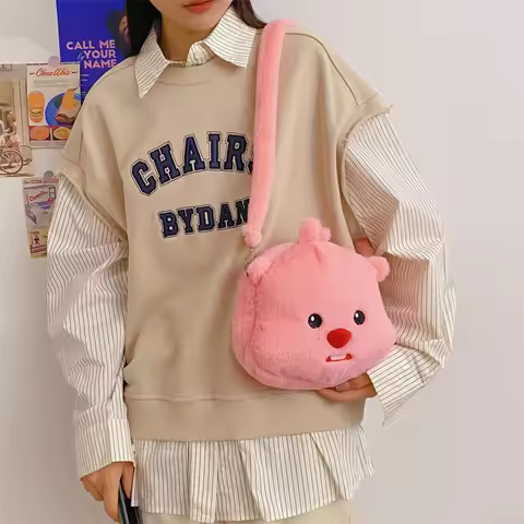 Kawaii Loppy Plush Bag Cartoon Backpack Plushies Shoulder Bag Fashion Women's Bag High Capacity Hand