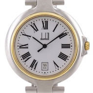 登喜路千禧腕錶，不鏽鋼鍍金，銀色錶盤，石英機芯，指針式顯示，白色錶盤，男士[二手]