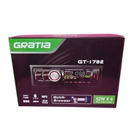 วิทยุรถยนต์ 1Din GRATIA GT-1782 เครื่องเล่น เชื่อมต่อบลูทูธได้ รองรับ USB AUX SD MP3 Quick Browser S