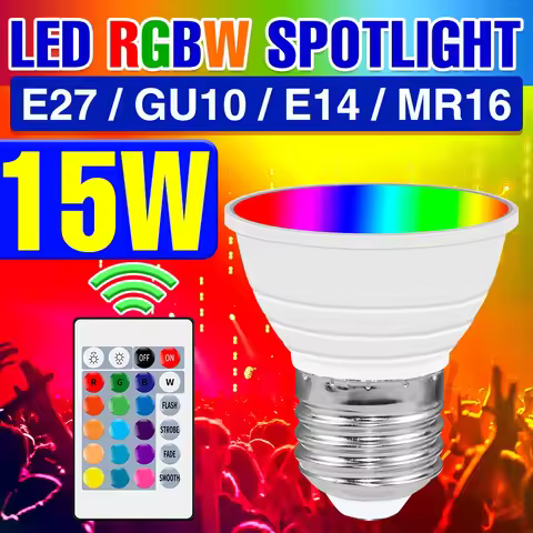 RGB LED Light E27 LED Bulb 220V Smart Lamp GU10 Spotlight Color Lamp E14 Lampe Led Gu5.3 Light MR16 