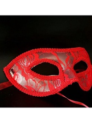 性感蕾絲透明口罩，有紅、白、黑三色可選。適合在角色扮演、舞會及其他主題活動中使用。男女適用。