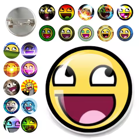 Creative EPIC FACE Pin Creative Epic Face Pin Funny Epic Face Meme Glass Brooch Badge Bag Jewelry De