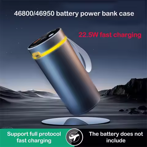 22.5W Fast Charging 46800 46950 DIY Power bank Case Battery Storage Box aluminium alloy LED Display