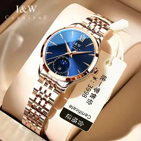 CARNIVAL High-End Series IW Brand Classic Women Mechanical Watch Stainless Steel Sapphire Luxury MIY