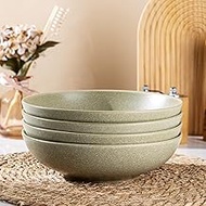 AmorArc 8.75‘’ Large Pasta Bowls, 42 ounce Deep Stoneware Bowls Set of 4 for Kitchen, Wide Bowl for 