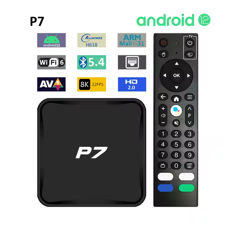 P7 Android 12 Box H618 WiFi6 Bluetooth 5.4 Voice Assistant YouTube H265 HDR 8K 22fps LED Indicator S