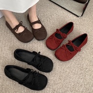 Flat shoes Women's doll shoes with suede flats, soft soles with bows, women's loafers Black brown re