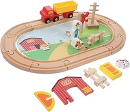 Toyvian Train Tracks for Toddlers - Kids Wooden Train Set Toy 23-piece Playset with Tracks & Cars Im