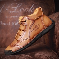 INLIKE Nyaman Sepatu Boot Tinggi Pria Tali Casual Formal Import Kulit Santai Cowok Outdoor Lentur 00
