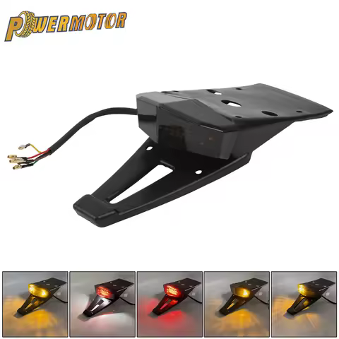 Motorcycle Rear Light Stop Signal Taillights Fender Dirtbike Universal12V License Plate Motorbike En