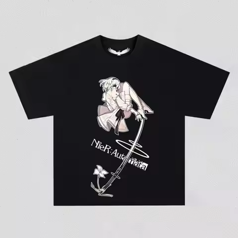 Nier Replicant Automata 2B Nier Mask T Shirt Men Women Oversized Y2k Casual Cotton Vintage Soft Hara