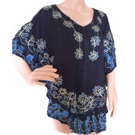1 pcs Women Black color Flower Embroidery butterfly sleeve blouse,  baju kelawar pendek hitam free s