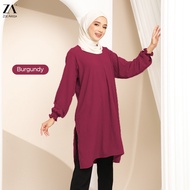 ZA BLOUSE MUSLIMAH LABUH TUNIK Tunic Baju Muslimah Blouse Ironless Women Blouse PLUS SIZE Farzana Blouse