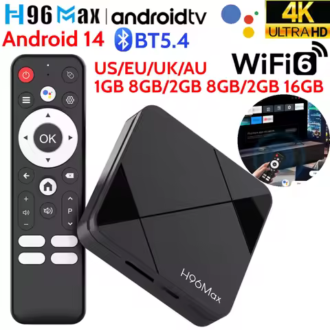 H96Max Android 14 BT5.4 2.4G/5G WIFI6 Media Player RK3518 Quad Core 4K HD TV Media Player Voice Remo