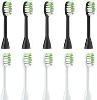 Feihead Replacement Toothbrush Heads Compatible with Philips Sonicare One Electric Toothbrush，Brush Head 10 Pack for HY1100 for HY1200 for BH1022,5black+5white