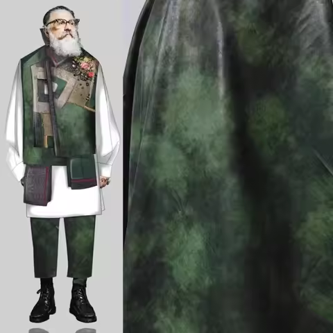 Spring Autumn Tie Dyed Leather Fabric for Design Fashion Jacket Apparel Diy Sewing Cloth By the Mete