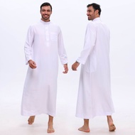 FN175-888-KTR Jubah Panjang Lelaki Berleher Tinggi Separuh Terbuka, Potongan Longgar Lurus, Selesa, 