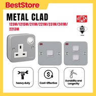 UMS METAL CLAD BESI Switch Socket Series with Base SIRIM Approved Heavy Duty Industry Used Heavy Dut
