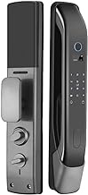 Home Office APP Wifi Fingerprint Password Smart Door Lock Keyless Biometric Automation Gate Lock With Cylinder (Color : Black, Size : 30X388MM)