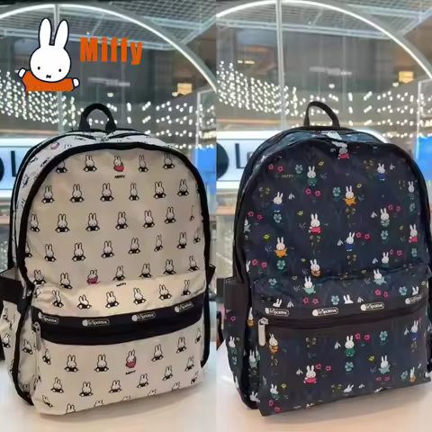 Kawaii Miffy Backpack Cute Rabbit LeSportsac Style Lightweight Durable Water Resistant Floral Print 
