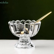 NICKOLAS Ice Cream Bowl, Household Thickened Cocktail Glass, Salad Bowl Flowers Shape Transparent Goblet Milkshake