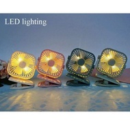 LED Light 360 Adjust 2 Level Mini Fan USB Charging Mini Clip Fan with Cable Small Portable