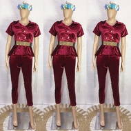 2231 velvet peplum suit