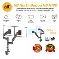 NB North Bayou H180 Gas Strut Dual TV Monitor Bracket Desk Stand With Mount Holder Up (12kg/ 22''-32