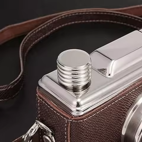 Stainless Steel Camera Hip Flask Camera Design Leak Proof Whiskey Containers Bottle 11OZ 325ML Remov