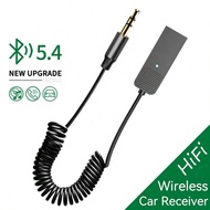 เครื่องรับสัญญาณเสียงบลูทูธ 5.4 แบบอัปเกรดใหม่ อะแดปเตอร์ไร้สายเพลงในรถยนต์จากUSB เป็น 3.5mm AUX พร้