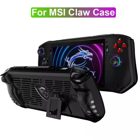 For MSI Claw A1M Handheld Console Case Soft TPU Protective Shell Shockproof Back Cover with Kickstan