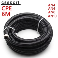 6M AN4 AN6 AN8 AN10 Fuel Line Stainless Steel Nylon Braided Fuel Hose CPE Rubber 20FT